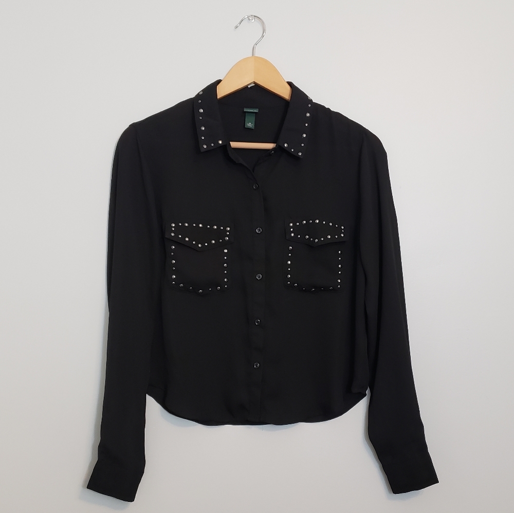 Wild Fable Black Studded Western Style Shirt